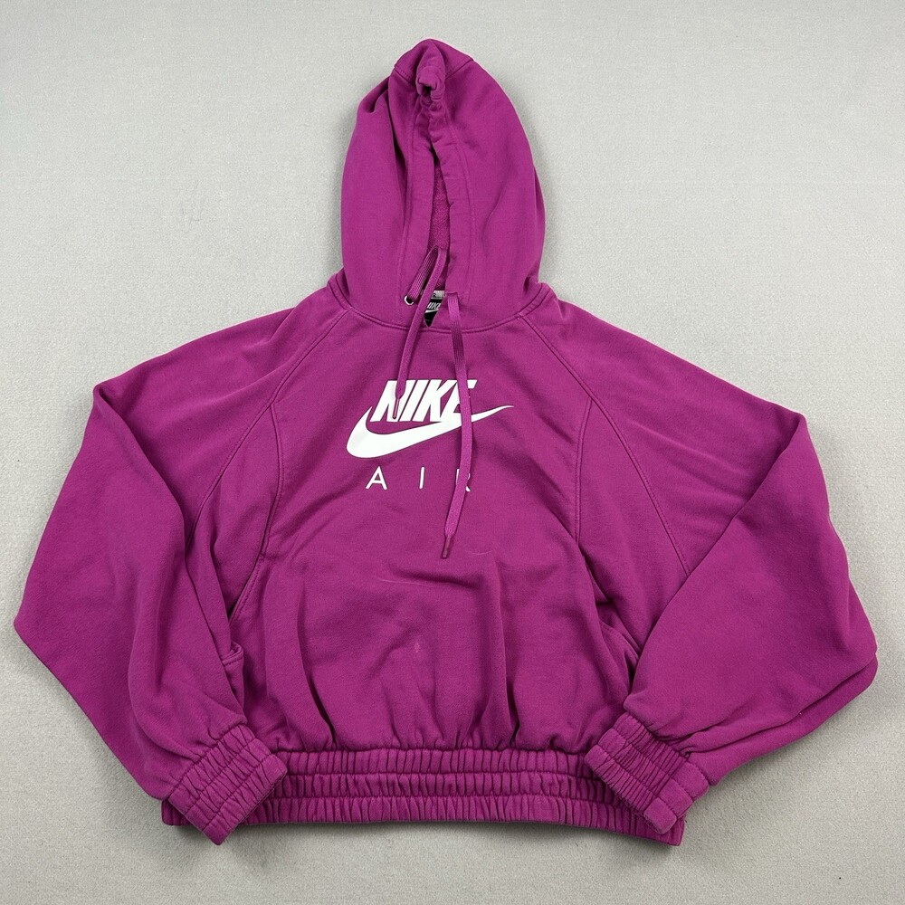 Nike Hoodie Women Large Purple Pullover Oversized Sweatshirt Crop Heavyweight. *